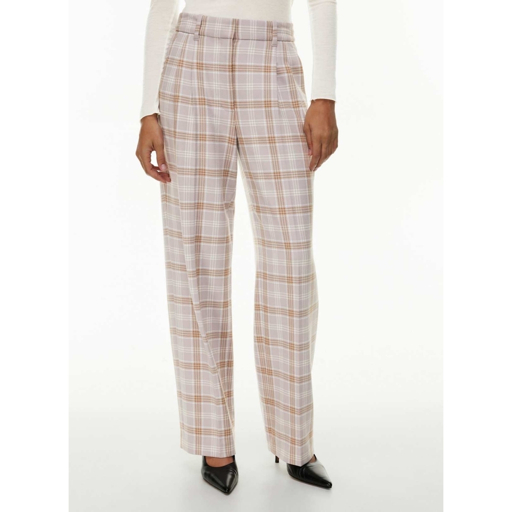 Aritzia Wilfred Effortless Pants Plaid Purple 0